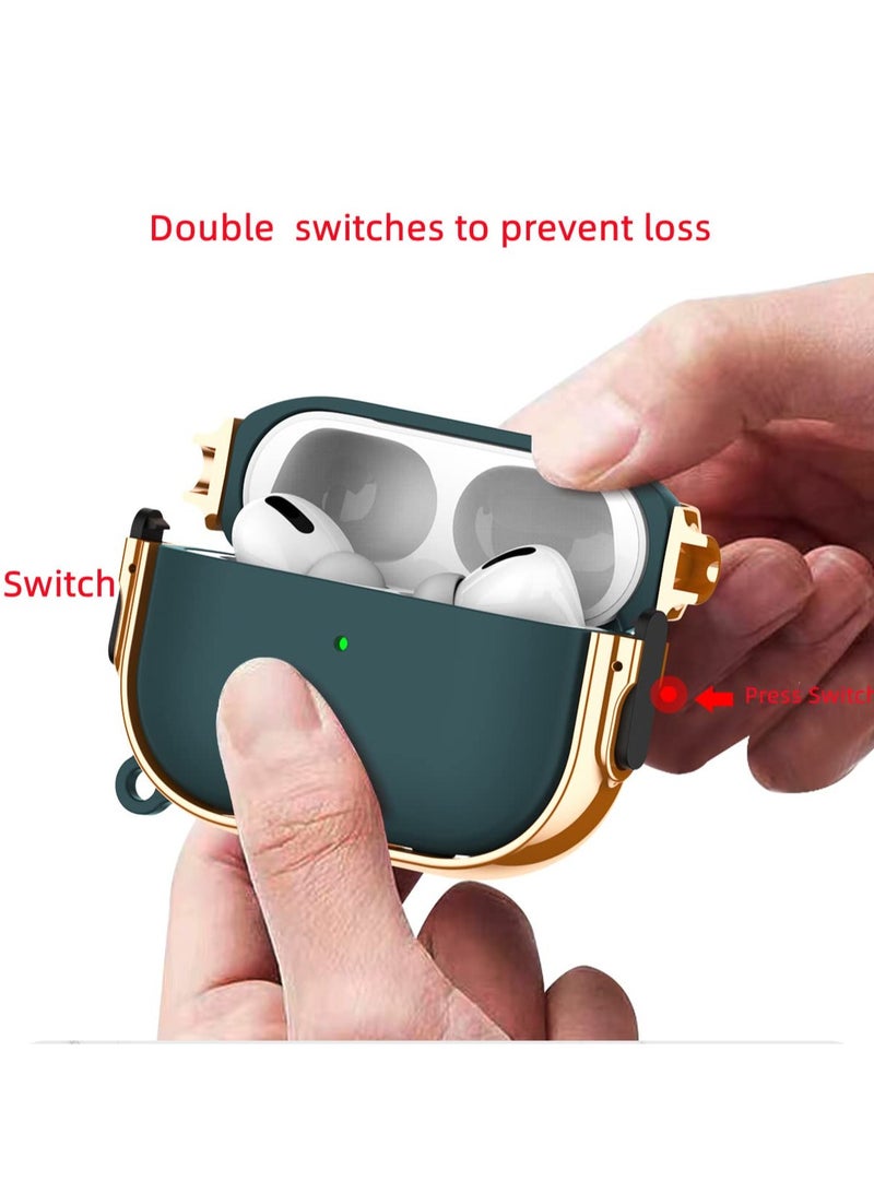 SYOSI Plating Case for Airpods Pro 2, Case with Carabiner Shock-Absorbing Case Cover Shock-Absorbing Case Outdoor Protective Cover Hard Shell Case Anti-Drop Case for 2022 Released Airpods Pro 2  - Image 5