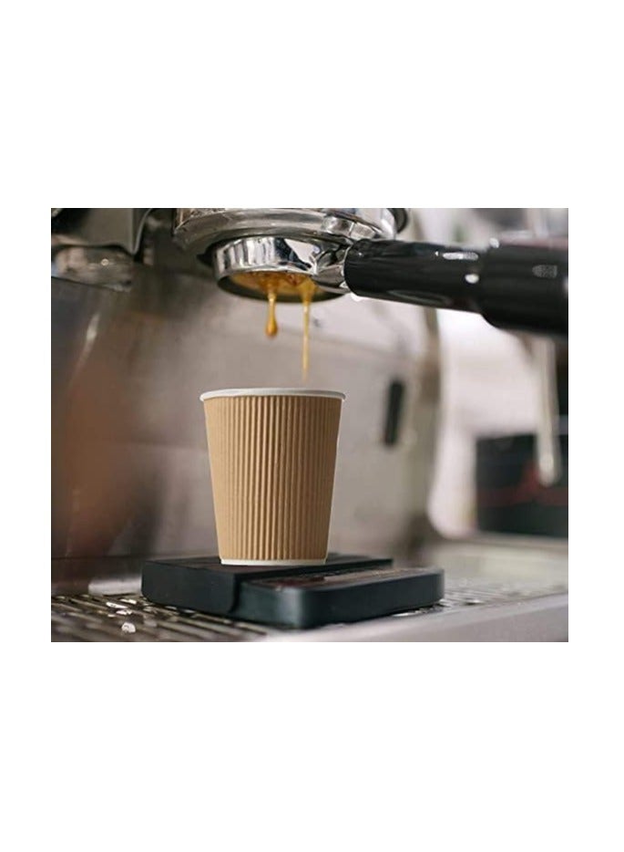 MARKQ 12 oz. Brown Disposable Ripple Insulated Coffee Cups - Hot Beverage Corrugated Paper Cups [25 Cups]  - Image 5
