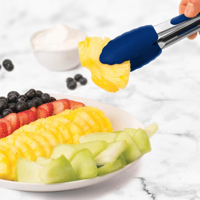 Tovolo Mini Silicone Easy-Grip Tongs, Non-Slip Handle, 8.25 Inches, Blue - Image 2
