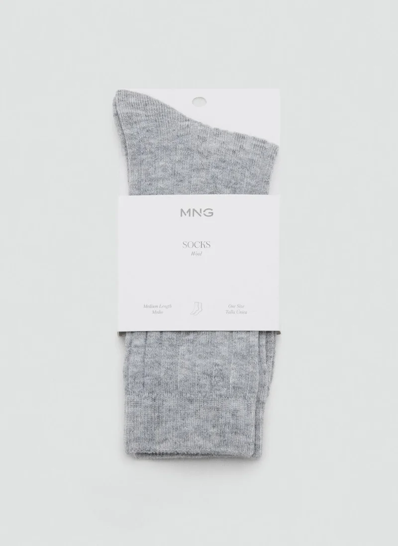 MANGO Ribbed wool blend socks