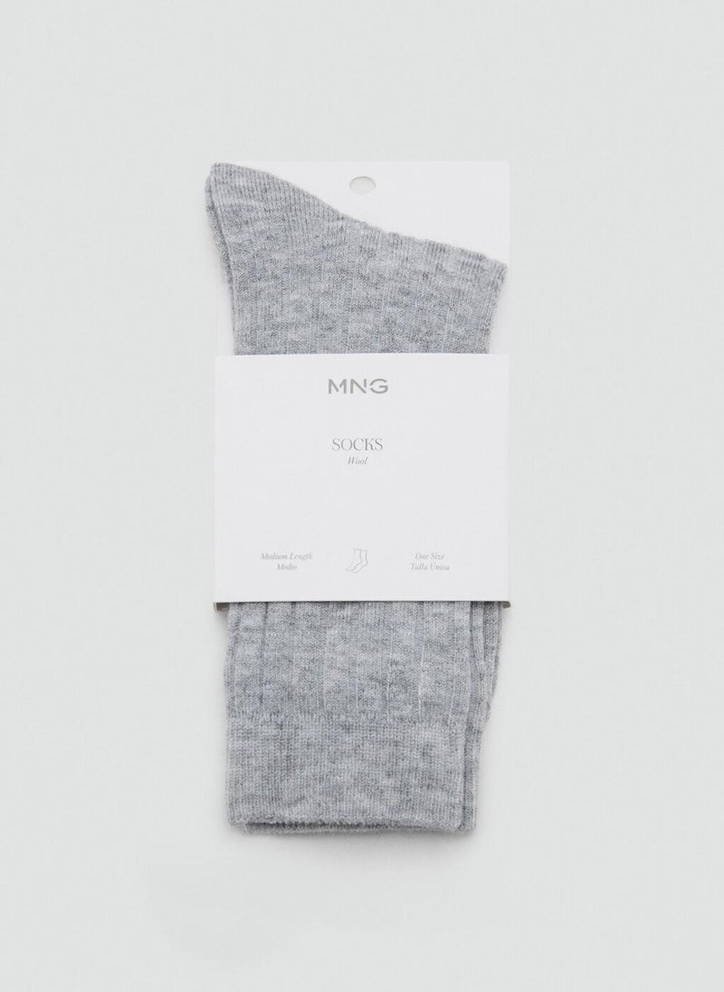 MANGO Ribbed wool blend socks - Image 2