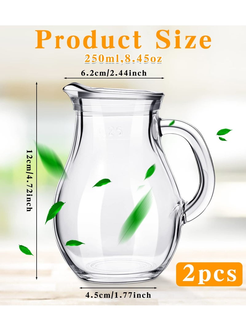 كاست ويف 2 قطع إبريق زجاجي صغير أنيق الشكل إبريق كريمة زجاجي إبريق شاي زجاجي قهوة حليب إبريق فقاعات الحليب كوب مضرب الحليب إبريق كريمة إبريق الفقاعات (أسلوب أنيق) - Image 2