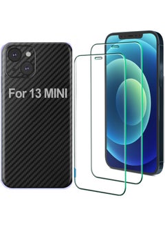 SARAOONT iPhone 13 mini 1 Piece Carbon Fiber Skin Wrap and 2 Piece 10H Screen Protectors  - Image 1