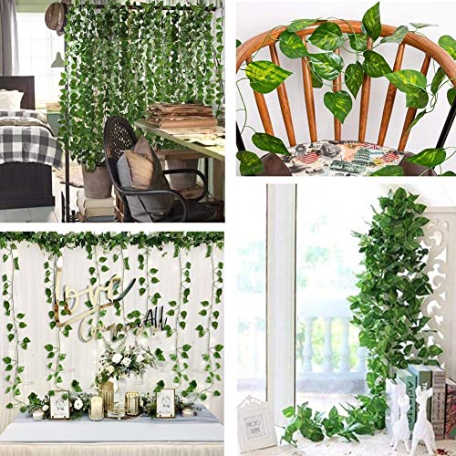 vrct Artificial Garlands Hanging Leaves Greenery Vine Creeper Plants (Green, Set Of 6,8 Feet Each) - Image 4