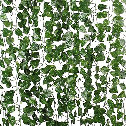 vrct Artificial Garlands Hanging Leaves Greenery Vine Creeper Plants (Green, Set Of 6,8 Feet Each) - Image 1
