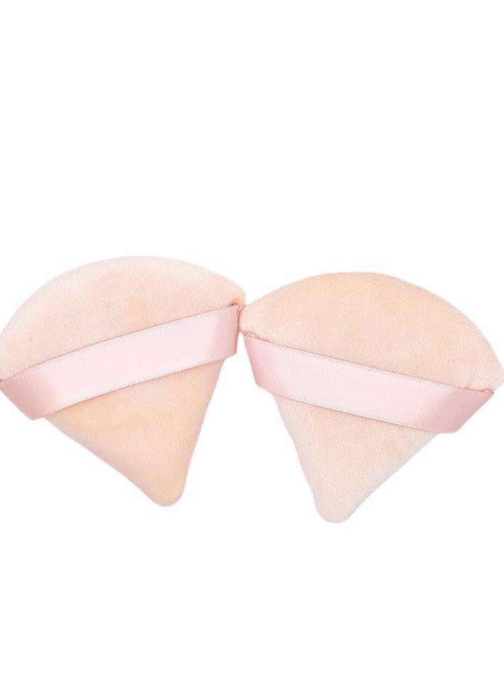 Generic 2 Pack Triangular Facial Makeup Puff for Face Velvet Cosmetic and Foundation Blending Sponge Set Beauty Blending Tool (Beige)  - Image 1