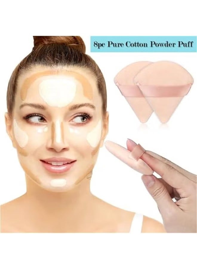 Generic 2 Pack Triangular Facial Makeup Puff for Face Velvet Cosmetic and Foundation Blending Sponge Set Beauty Blending Tool (Beige)  - Image 4