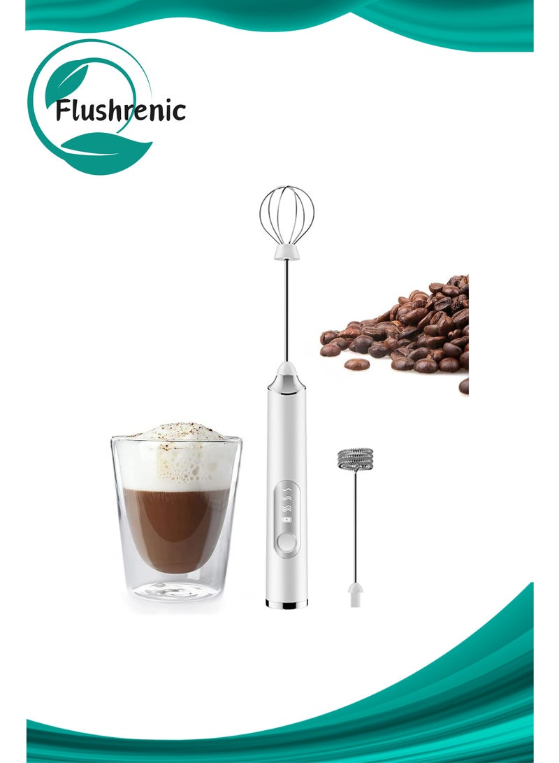 Flushrenic Milk frother,Milk Frother Handheld Battery, Electric Foam Maker Frother Wand,Drink Mixer Coffee Blender Whisk Mixer for Latte, Coffee Enthusiasts Gift,Drink Mixer with Stainless Steel Whisk for Coffee, Matcha, Lattes, Cappuccino . - Image 1