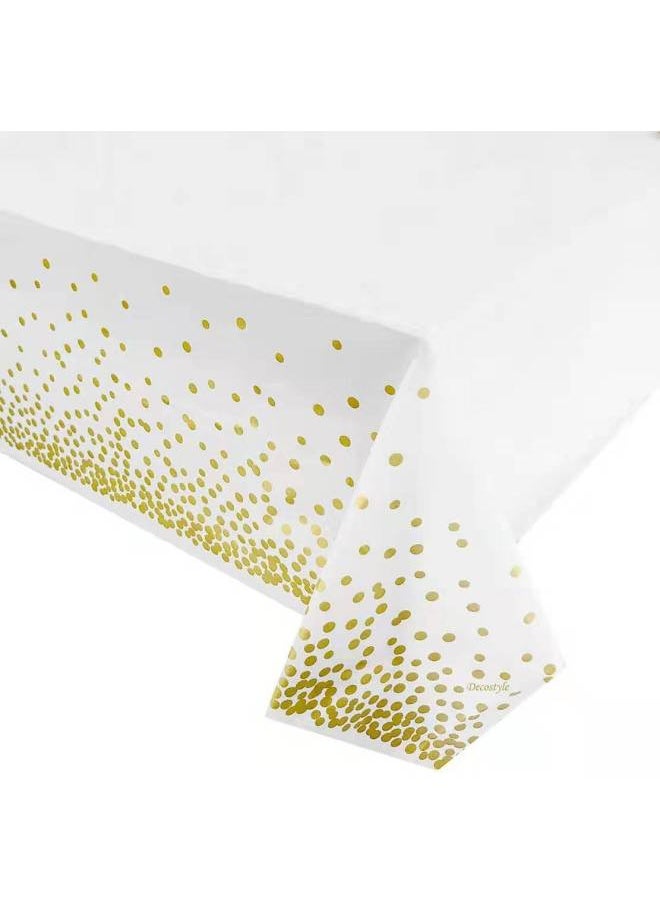 Generic Polka Dot Disposable Tablecloth Printed Party Decoration Peva Thickened Table Cloth Waterproof-Color:Foundation Gold Dot-Specifications:137*274cm  - Image 2