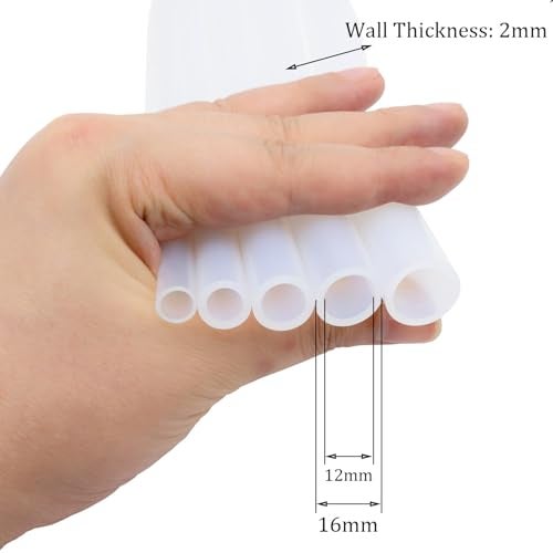 QJZXUEZHEN أنبوب سيليكون 1/2"(12مم) ID x 5/8"(16مم) OD أنبوب سيليكون مرن شفاف (3.3 قدم / 1م؛ 12 x 16مم) - Image 2