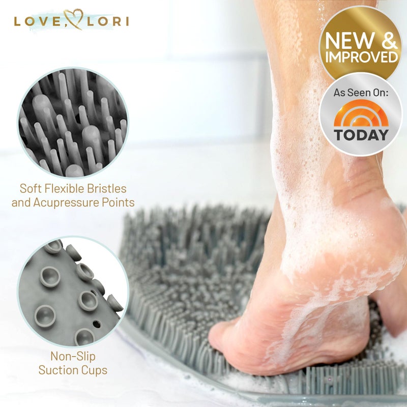 LOVE, LORI Premium Shower Foot Scrubber - Foot Scrubber in Shower - Non Slip Suction Cups for Smooth Exfoliation (Grey) - Image 2