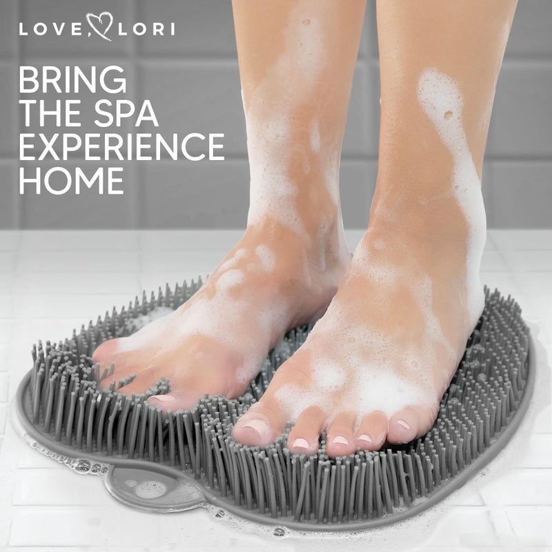 LOVE, LORI Premium Shower Foot Scrubber - Foot Scrubber in Shower - Non Slip Suction Cups for Smooth Exfoliation (Grey) - Image 5
