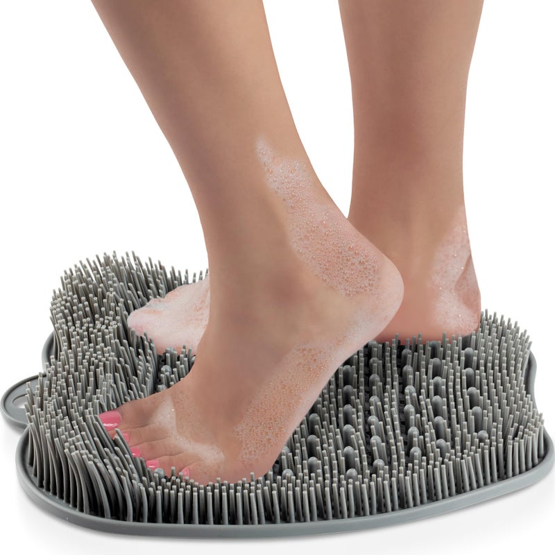 LOVE, LORI Premium Shower Foot Scrubber - Foot Scrubber in Shower - Non Slip Suction Cups for Smooth Exfoliation (Grey) - Image 1