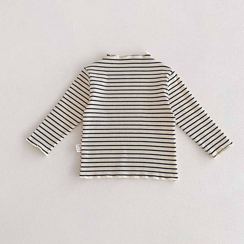 Baby Girl'S Base Shirt Semi-High Collar Inner Girls' Western Style Floral T-Shirt Long Sleeve Baby Warm Top - Image 1