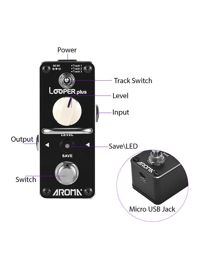 Aroma AROMA Loop Pedal for Electric Guitar 24bit/44.1khz Looper Effects Pedal Dual Color LED Status Indicator Volume Adjustment Recording Save Button  - Image 2