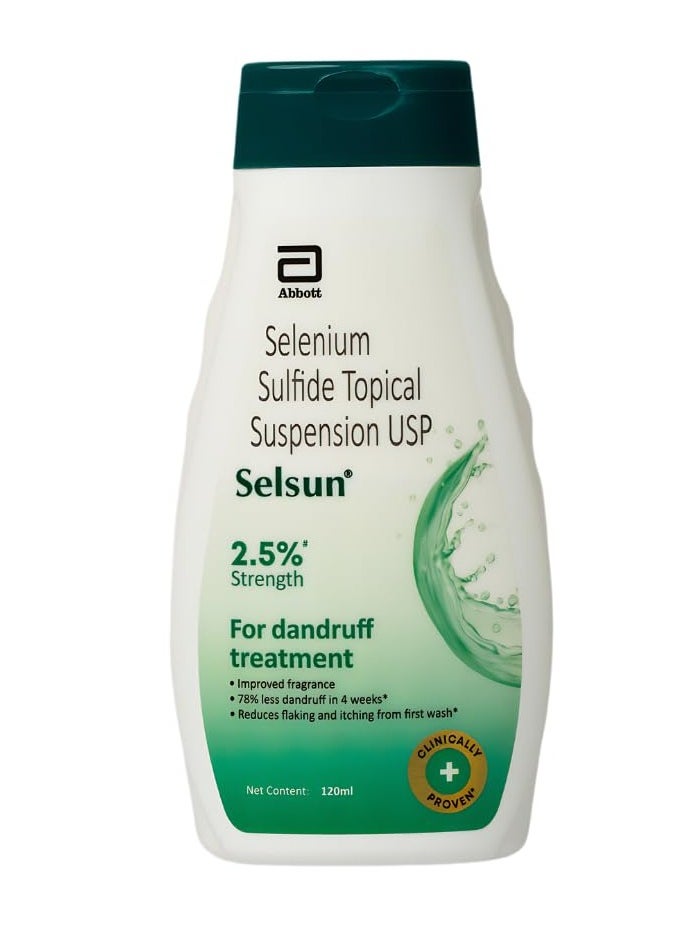 Selsun Selsun Suspension Anti Dandruff Shampoo, Clears away dandruff flakes, Relieves from excessive oil, Relieves from dandruff related itching (120ml)  - Image 1
