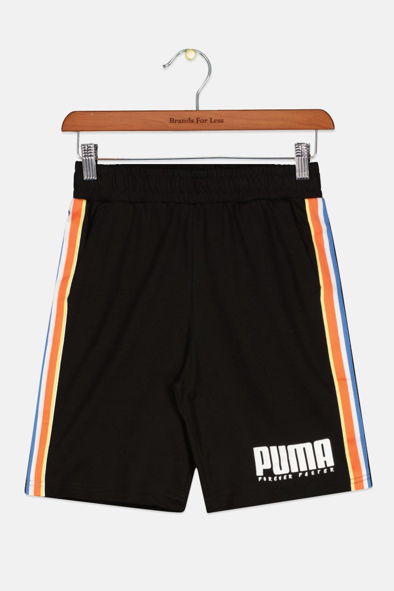 PUMA شورتات رياضية للأطفال الأولاد مناسبة للخارج، مجموعة سوداء - Image 1