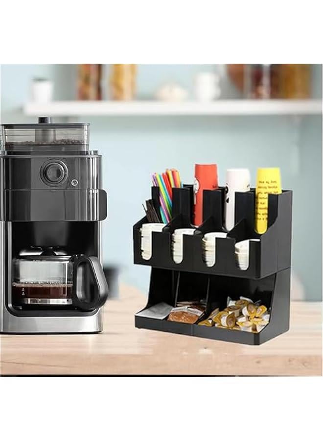 هوكور منظم اكواب القهوة والتوابل التجاري، حامل اكواب وغطاء 9/11 مقسم، منظم اكواب القهوة والتوابل في غرفة الاستراحة لمتجر القهوة والحليب والشاي (ايه) - Image 2