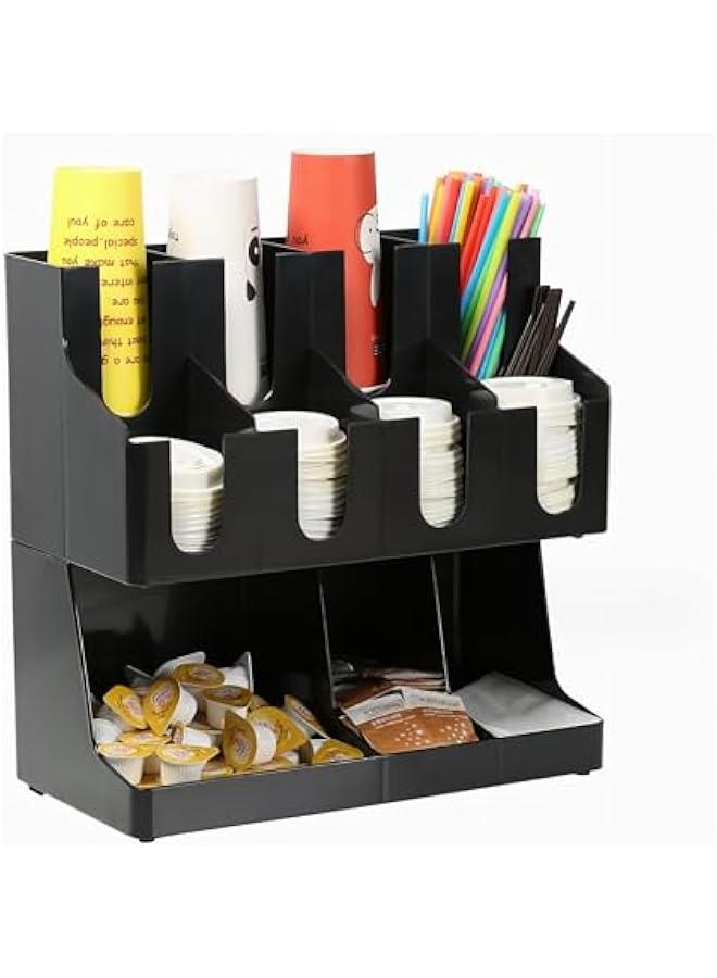 هوكور منظم اكواب القهوة والتوابل التجاري، حامل اكواب وغطاء 9/11 مقسم، منظم اكواب القهوة والتوابل في غرفة الاستراحة لمتجر القهوة والحليب والشاي (ايه) - Image 1