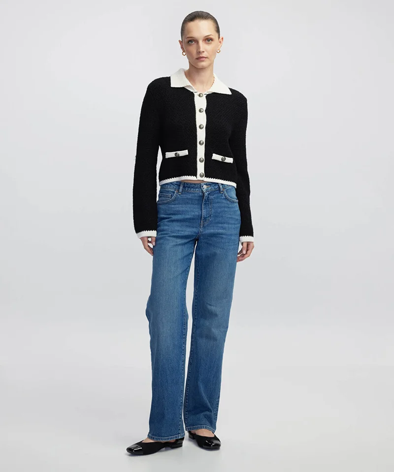 ابيكول Color-Block Knit Cardigan
