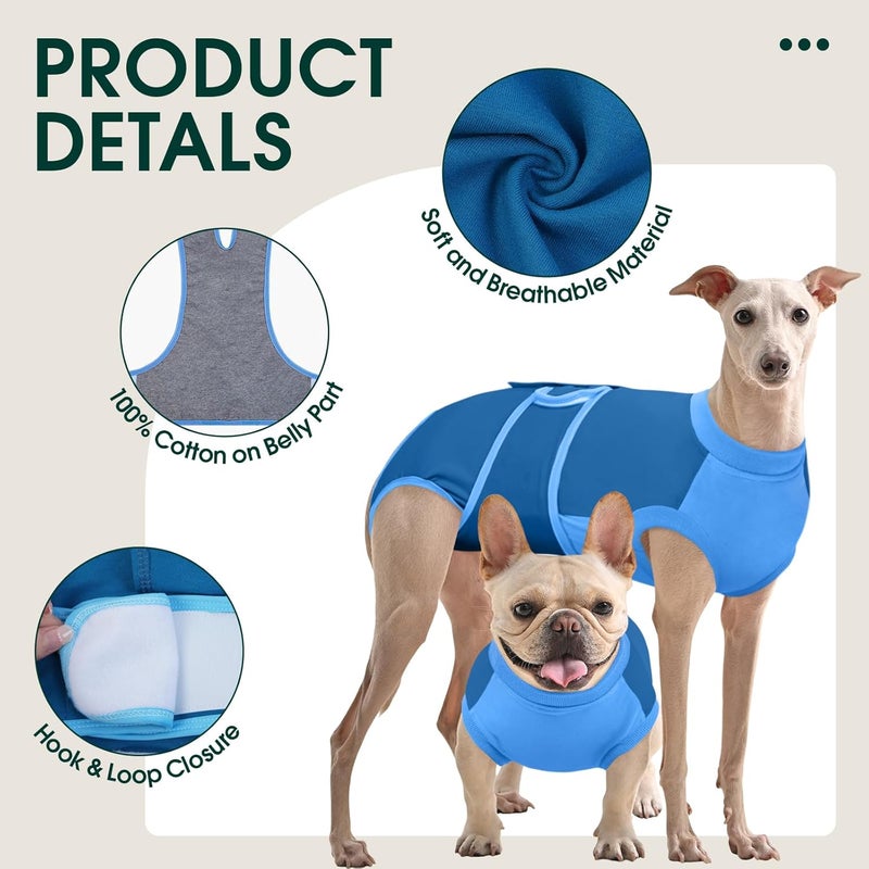 Kuoser Dog Recovery Suit Female, Dog Surgery Suit Male Neuter, Dog Body Suits After Surgery Anti Licking Pet Surgical Suit for Abdominal Wounds Skin Disease, Soft Dog Onesie Substitute Cone, Blue XS - Image 4