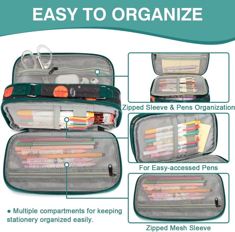 Vaschy Gulf market standard build Pencil Case for Boys, Aesthetic Kawaii Large Pencil Pouch Stationary Pencil Bag/Box for Preppy Kids, Pen Organizer Holder School Supply Space Assorted color options - Image 3