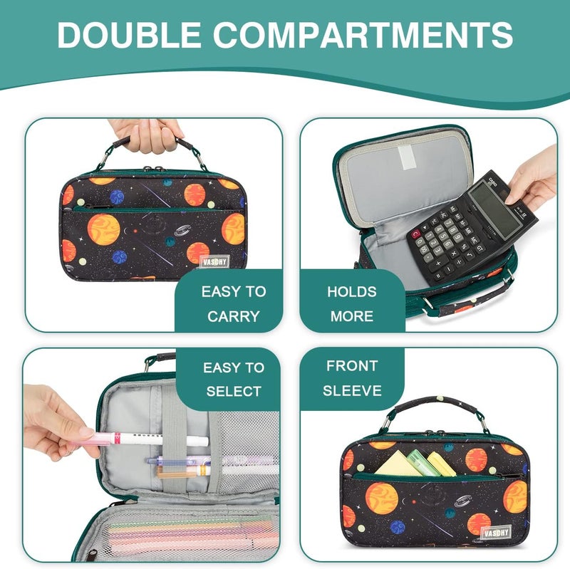 Vaschy Gulf market standard build Pencil Case for Boys, Aesthetic Kawaii Large Pencil Pouch Stationary Pencil Bag/Box for Preppy Kids, Pen Organizer Holder School Supply Space Assorted color options - Image 5