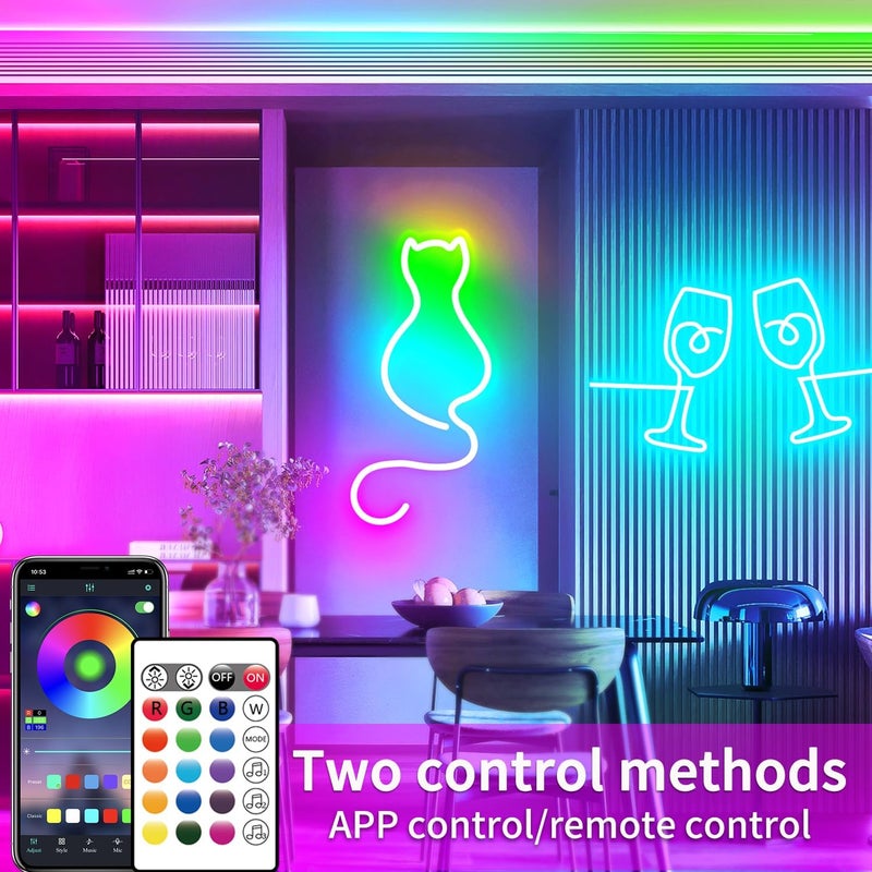 segrass 16.4FT DC24V RGB LED Neon Rope Lights with Remote/APP Control, Waterproof, Flexible, Multicolor, Modern Style for Bedroom, Room, Outdoors, Christmas Decor - Image 2