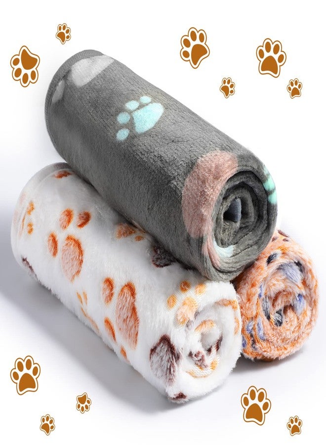 Tegeme 12 Pcs Pet Blankets Soft Fluffy Fleece Dog Cat Warm Paw Print Pattern Blankets Flannel Throw for Pets Dog Puppy Cat(23 x 16 Inch,Dark Gray, White, Camel) - Image 5