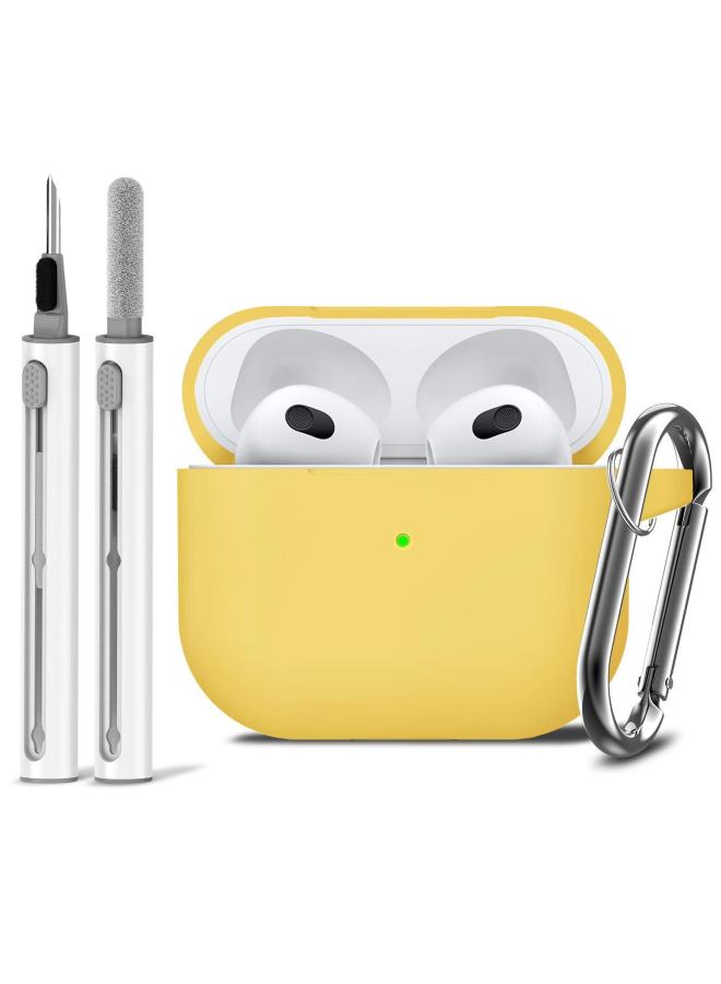 Suitable For Airpods Protective Cover Apple Bluetooth Earphone Shell Plus Cleaning Pen Suit-Color:Yellow-Model:airpods 4 - Image 1