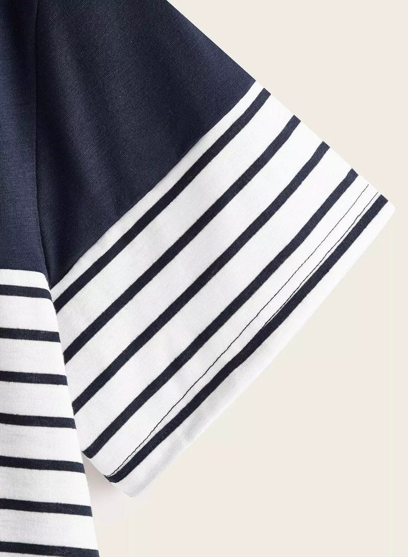 Plus Contrast Panel Striped Tee  - Image 3