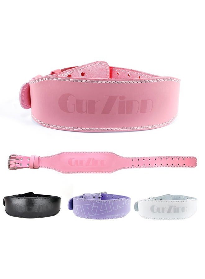 GurZinn 7 MM Leather Fitness Weight Lifting Belt for Women with 4 Inches Padded Lumbar Support for Power Lifting Workout & Squats Exercise(Pink/S) - Image 1
