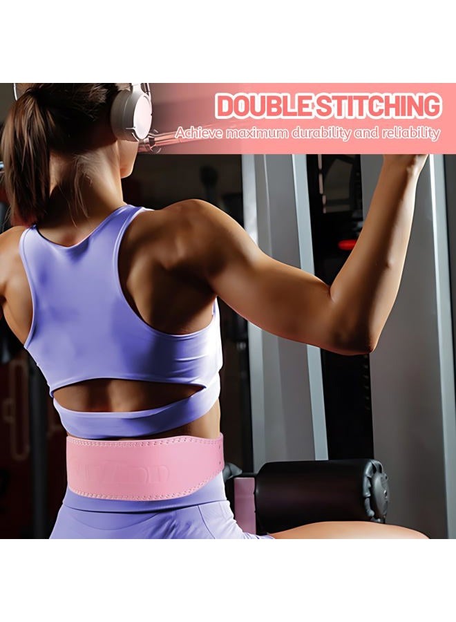 GurZinn 7 MM Leather Fitness Weight Lifting Belt for Women with 4 Inches Padded Lumbar Support for Power Lifting Workout & Squats Exercise(Pink/S) - Image 4