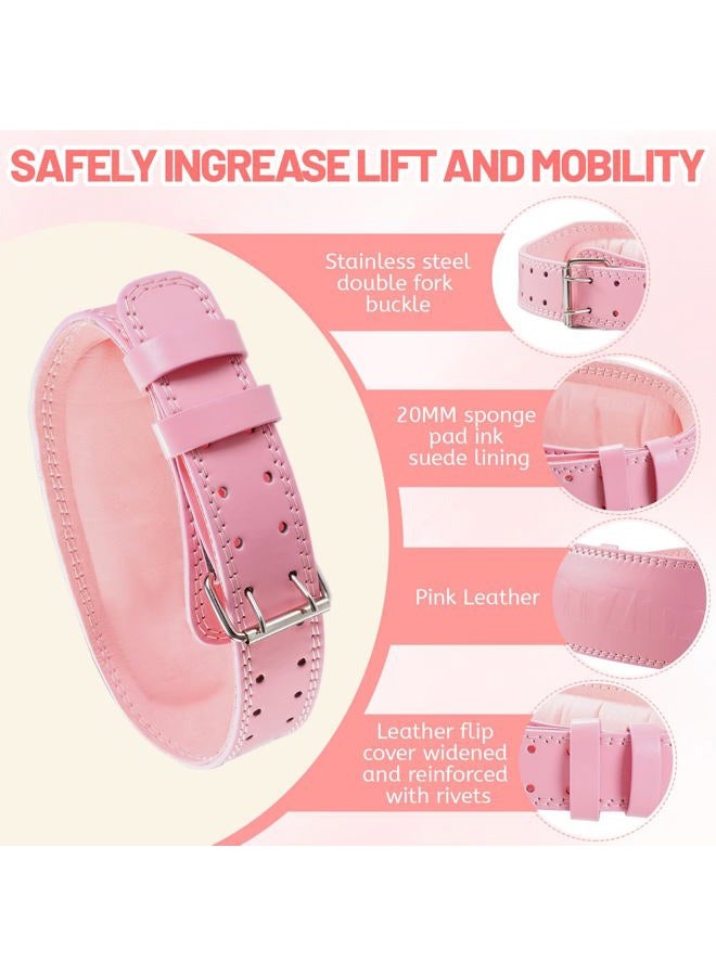 GurZinn 7 MM Leather Fitness Weight Lifting Belt for Women with 4 Inches Padded Lumbar Support for Power Lifting Workout & Squats Exercise(Pink/S) - Image 2