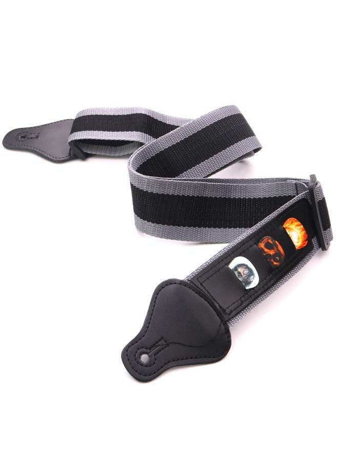 Generic Plug-in Pick Guitar Strap Soft Cotton Guitar Strap With 6 Picks Adjustable Acoustic Bass Strap  - Image 3