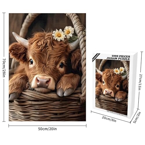 Artinhand Great Jigsaw Puzzles for Adults 1000 Pieces Highland Cow Wooden Challenging Puzzles Gift for Friends Family Home Decoration Puzzle - Image 5