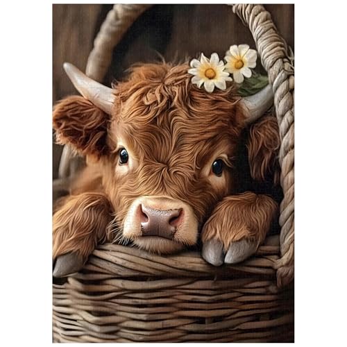 Artinhand Great Jigsaw Puzzles for Adults 1000 Pieces Highland Cow Wooden Challenging Puzzles Gift for Friends Family Home Decoration Puzzle - Image 1