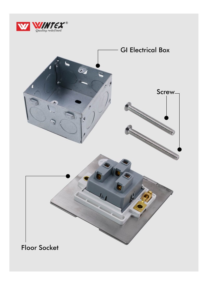WINTEX - 13A Flat Floor Socket Stainless Steel Finish chrome - Image 1