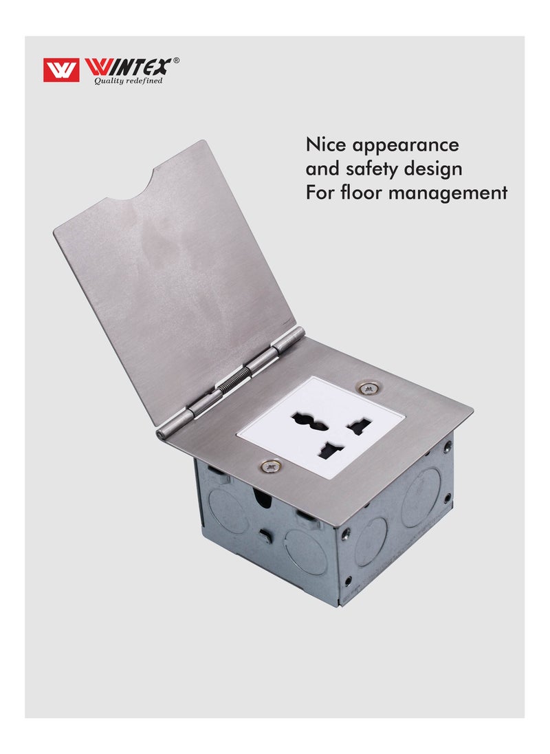 WINTEX - 13A Flat Floor Socket Stainless Steel Finish chrome - Image 1