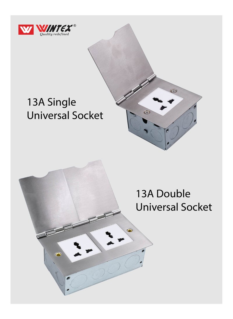 WINTEX - 13A Flat Floor Socket Stainless Steel Finish chrome - Image 1