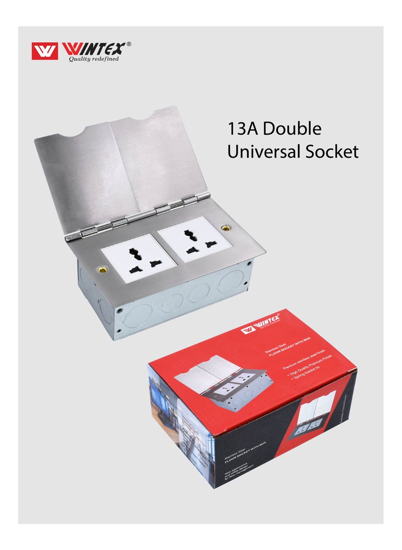 WINTEX - 13A Flat Floor Socket Stainless Steel Finish chrome - Image 1