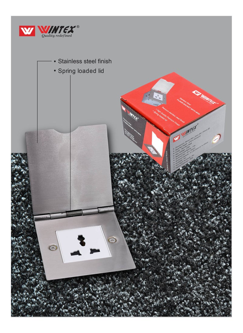 WINTEX - 13A Flat Floor Socket Stainless Steel Finish chrome - Image 1