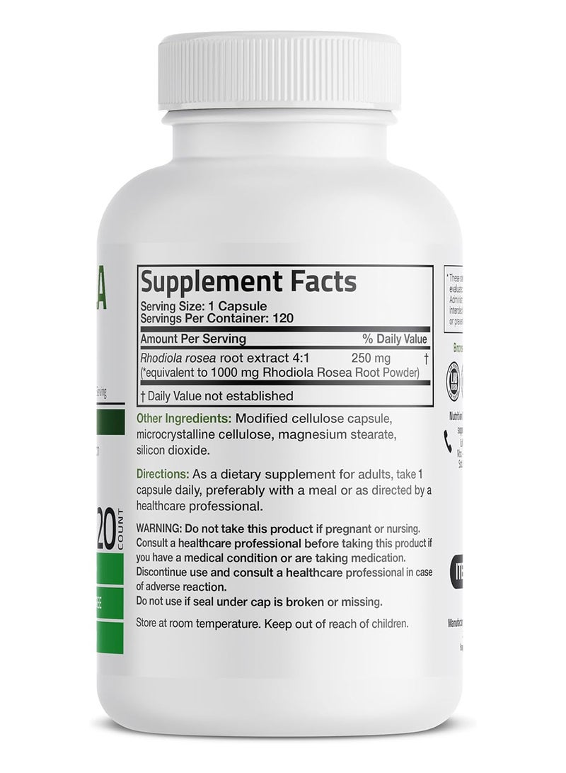 برونسون رهوديولا الوردية 1000 ملغ مكمل عشبي متكيف لإجهاد الدماغ ودعم الحالة المزاجية Nongmo 120 كبسولة نباتية - Image 2