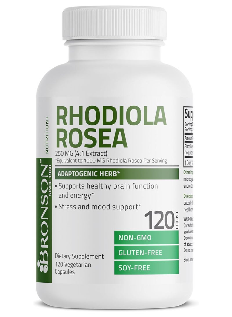 برونسون رهوديولا الوردية 1000 ملغ مكمل عشبي متكيف لإجهاد الدماغ ودعم الحالة المزاجية Nongmo 120 كبسولة نباتية - Image 4