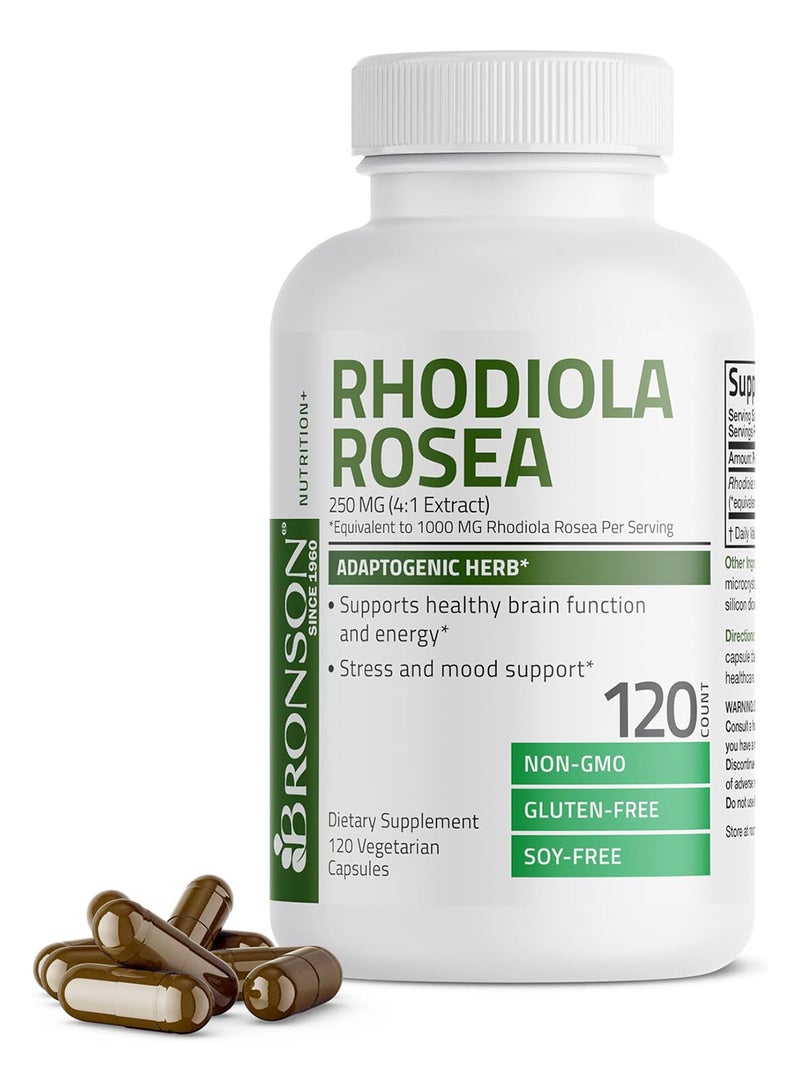 برونسون رهوديولا الوردية 1000 ملغ مكمل عشبي متكيف لإجهاد الدماغ ودعم الحالة المزاجية Nongmo 120 كبسولة نباتية - Image 1