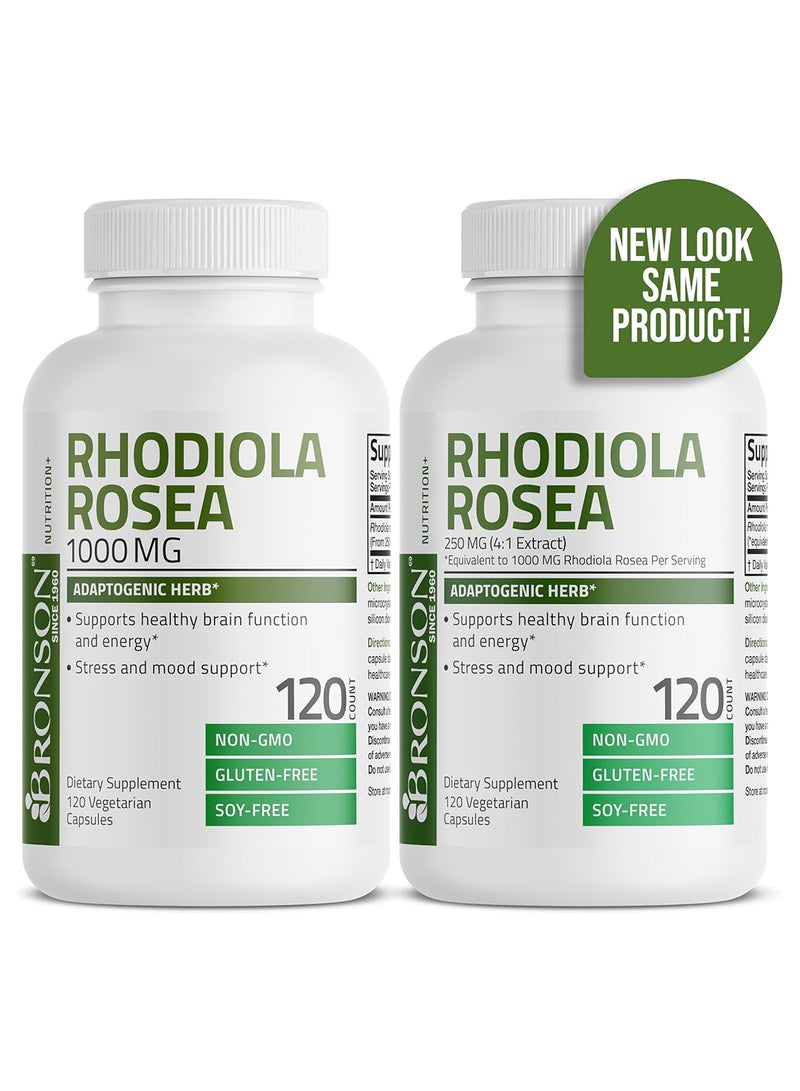 برونسون رهوديولا الوردية 1000 ملغ مكمل عشبي متكيف لإجهاد الدماغ ودعم الحالة المزاجية Nongmo 120 كبسولة نباتية - Image 3