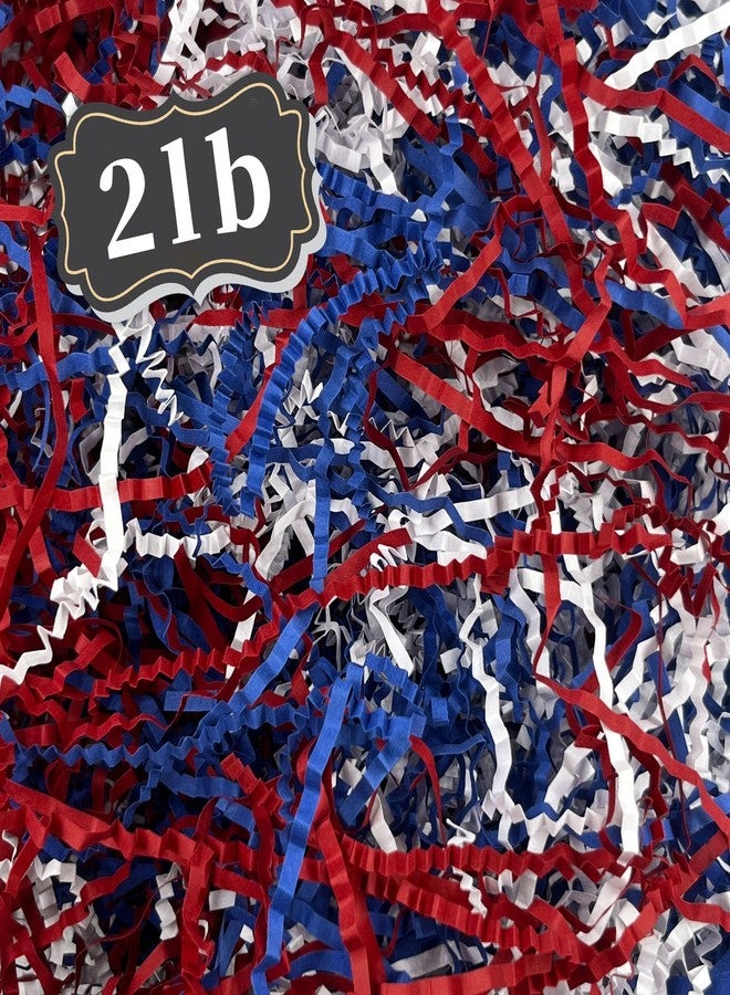 ZEBMOON 2 LB Red White Blue Crinkle Cut Paper Shred Filler Great for Gift Wrapping, Basket Filling, Birthday, Wedding, Independence Day, 4 of July Party Decorations Filling Supplies - Image 1