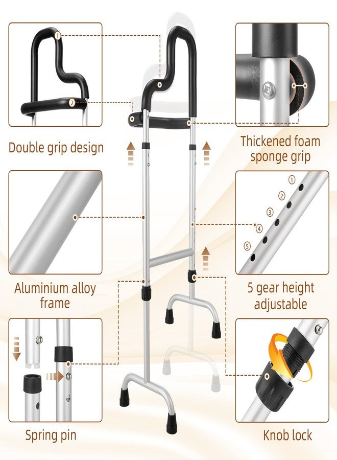 Baithem Stair Climbing Assist Cane for Elderly Seniors, Height Adjustable Stability Walking Cane with Dual Grips & Crossbar Handle, Mobility Aid for Knee Hip Pain & Weak Legs - Image 4