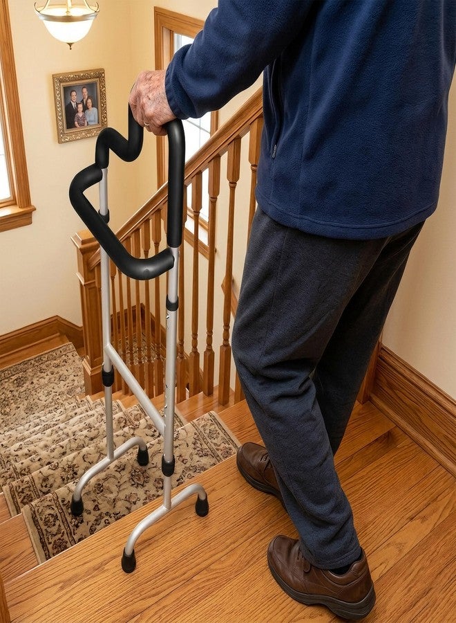 Baithem Stair Climbing Assist Cane for Elderly Seniors, Height Adjustable Stability Walking Cane with Dual Grips & Crossbar Handle, Mobility Aid for Knee Hip Pain & Weak Legs - Image 1