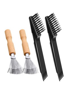 BOAO Boao 4 Pcs Hair Brush Cleaning Tool Set Mini Hair Cleaning Brush Tool Wooden Handle Mini Rakes for Removing Hair Dust Home Salon Use(Black)  - Image 1
